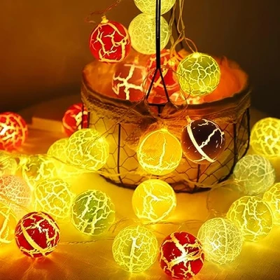 Imagen de Mokeum LED Luces de Hadas Bolas, 2M 10 Guirnalda Luminosa con Bolas Control Remoto para Balcón, Ventana, Fiesta, Boda, Navidad