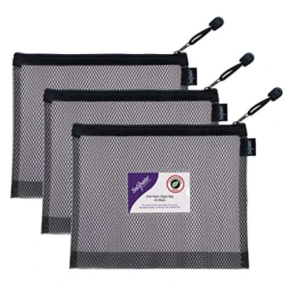 Imagen de Snopake 15880 Bolsa de malla EVA con cremallera (3 unidades, 255 x 205 mm), color negro