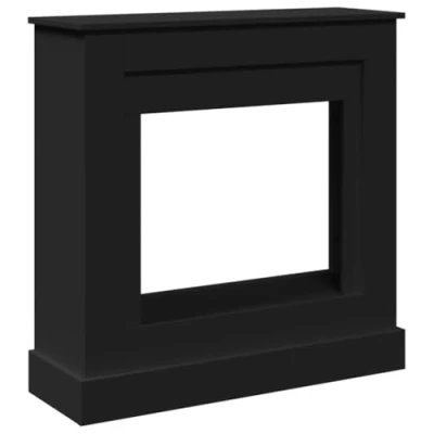 Imagen de vidaXL Borde de Chimenea Madera ingeniería Negro 90x30x90 cm, Envolvente Chimenea, repisa envolventes