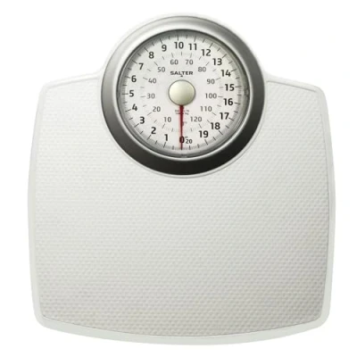 Imagen de Salter 144 WHSVDR Báscula de baño mecánica clásica: peso corporal, máxima 130 KG, esfera extragrande, plataforma grande con estera antideslizante, tecnología Step On, sin batería