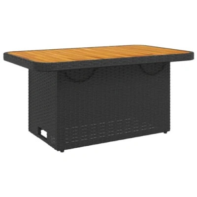 Imagen de vidaXL Mesa de Jardín, Mesita con Tablero Ajustable, Comedor, Mueble para Terraza Patio, Madera Maciza Acacia y Ratán PE Negro