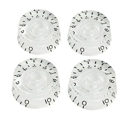 Imagen de Musiclily Pro Zurdas Imperial Pulgadas Tamaño Botones de Potenciómetros Speed Knobs Perillas para USA Guitarra Eléctrica Les Paul Style, Transparente (Juego 4)