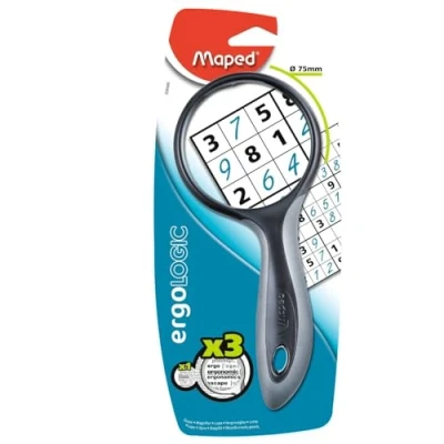 Imagen de Maped Material de Oficina Ergologic Lupa Redonda 75 mm Aumento x 3 Ideal para Lectura Cristal Óptico Anti Deformación Mango Ergonómico y Suave Empuñadura Confortable