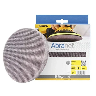 Imagen de Mirka Abranet discos de lijado red Ø 150mm Velcro / grano P80 10 uds. Adecuados Para todas las lijadoras orbitales y el sin polvo madera, masilla, barniz