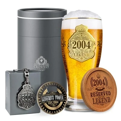 Imagen de CROWNLY CRYSTAL® 2004 Regalo Hombre Cumpleaños 21 Años Copas Personalizadas 570 ml Regalos Personalizados Decoracion Para Original