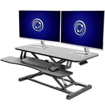 Imagen de VIVO DESK V036KB Convertidor de escritorio 36 pulgadas, serie K, elevador altura ajustable para sentarse a pararse, monitor dual y estación trabajo laptop con bandeja ancha