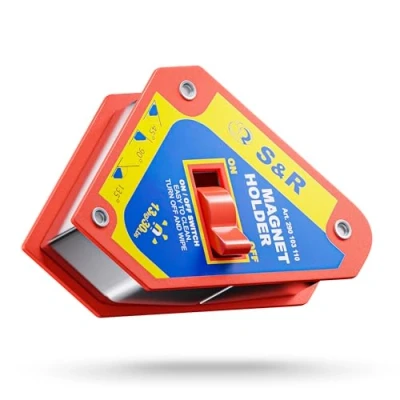 Imagen de S&amp;R Escuadras magnéticas para soldadura Imanes Angulares Soldar 45 / 90 135 (110 mm, 6.5kg fuerza/lado, con Interruptor)