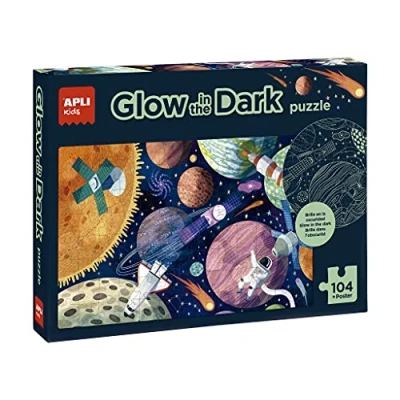 Imagen de APLI Kids 18812 Puzle fluorescente Glow in the Dark Modelo Sistema Solar Efecto neón, brilla en la oscuridad 104 piezas tamaño 5 x cm