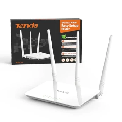 Imagen de Tenda F3 Router WiFi N300 Inalámbrico a 2,4 GHz WiFi, Punto de Acceso con 3 5dBi Antenas, Puertos LAN/WAN Fast Ethernet, Control Parental, Red Invitados, WISP, Fácil Configurar