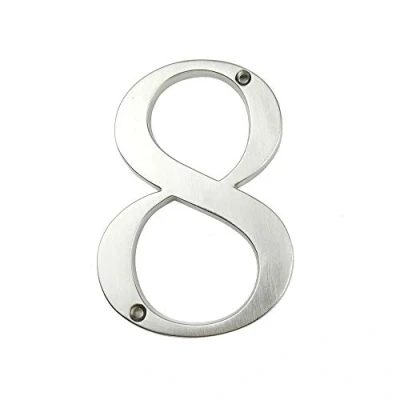 Imagen de HASWARE Letrero con número de casa, 4 pulgadas (10 cm), números puerta modernos, placa señalización, dirección aleación zinc (8, Plata)
