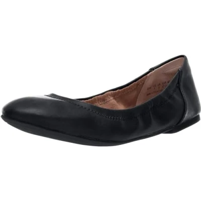 Imagen de Amazon Essentials Bailarinas Belice Mujer, Negro Cuero de Imitación, 42.5 EU