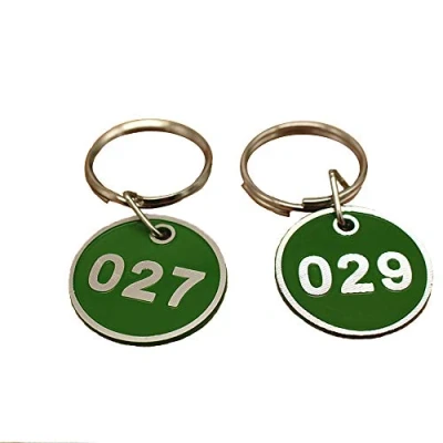 Imagen de Llaveros con etiqueta numerada de aluminio y plástico, 30 mm, verde, 1 50.