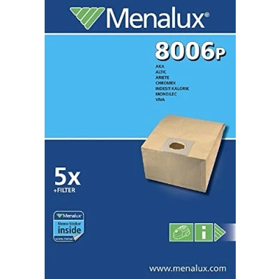 Imagen de Menalux 8006 p confezione di 5 sacchetti carta per aspirapolvere aka/bss/complex/format/ariete/chromex/indesit/mondilec/viva