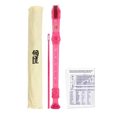 Imagen de Mad About REC01 Flauta dulce Soprano para escuela con bolsa, varilla de limpieza y tabla digitación Rosa