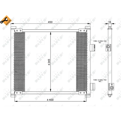 Imagen de NRF EASY FIT 35357 Condensador con junta anular 11,8 Aluminio 400