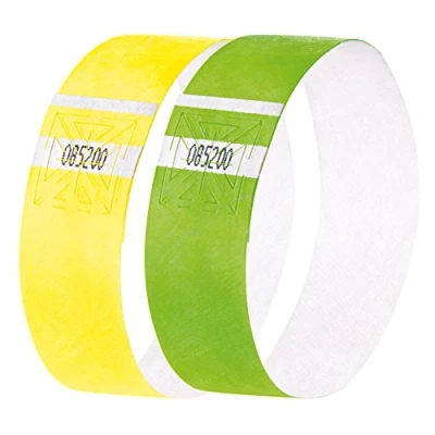 Imagen de SIGEL EB219 120 Pulseras de identificación y control para eventos, personalizables, Super Soft 25,5 x 2,5 cm, amarillo verde fosforescentes