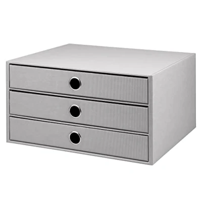 Imagen de Rössler Papier 1524452173 S.O.H.O. Caja de 3 cajones para DIN A4, con agujero asa, Piedra, 343 x 250 185 mm, 1 unidad