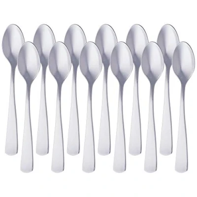Imagen de Amazon Basics cucharillas de café acero inoxidable con borde cuadrado, 12 Unidads, Plateado