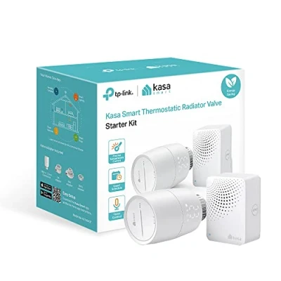 Imagen de TP Link Kasa Válvula de termostato Inteligente para radiador, Ahorro energía, Pantalla LED, programación TRV Inteligente, Funciona con Alexa y Google, fácil instalación (KE100 Kit)