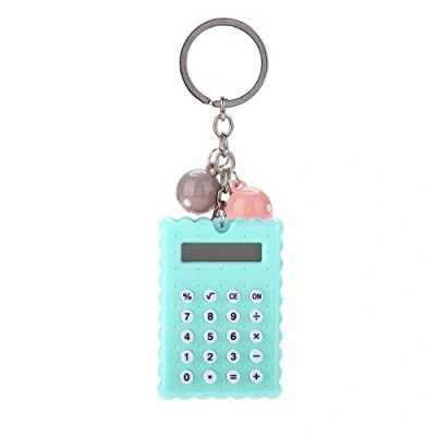 Imagen de Calculadora de Llavero, Mini Llavero portátil Estilo Galletas Lindas, Bolsillo con Pantalla 8 bits para niños/Estudiantes(Verde)