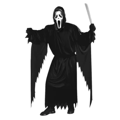Imagen de Fun World Scream 4 Máscara facial fantasma con cubierta Accesorio para adultos, color negro