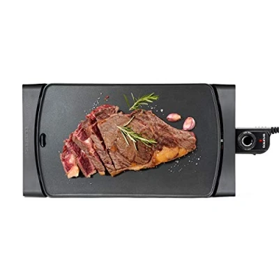 Imagen de Taurus 237724 Steakmax 2600W Plancha de Asar, Grill, Placa XXL 49x27 cm, Aceite, Cocina Sana, PFOA Free, 3 Capas antiadherentes, Recoge Grasas, cocción 100% Uniforme, asa Toque frío, Negro