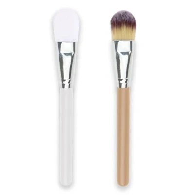 Imagen de IZyufan 2 Piezas Brocha de Base, Fundación Cepillo, Maquillaje Fluido, Profesional para Base Bases Cremosas, en Polvo o Líquidas(Blanco y Marrón)