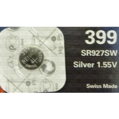 Imagen de Pila de botón Renata 399 SR927SW para relojes 1,55 V, fabricada en Suiza, 10 unidades