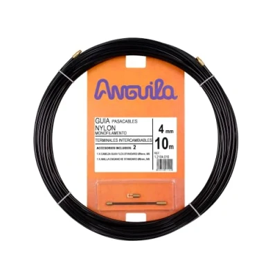 Imagen de Anguila Guía Pasacables Terminales Intercambiables Monofilamento Nylon Color Negro Diámetro 4mm 10 metros