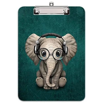 Imagen de Hnogri portapapeles con pinza a4, diseno de moda portapapele plastico rígido, Clipboard A4 Carpetas y tableros pinza, para material oficina escolar, Elefante