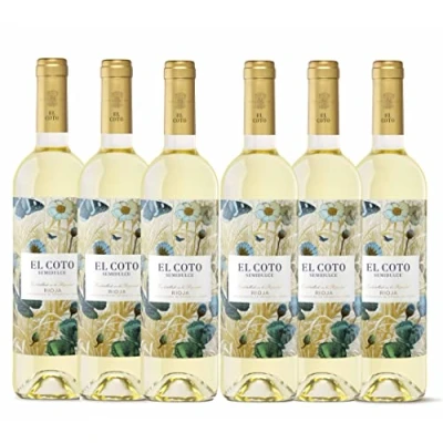 Imagen de El Coto Semidulce Blanco Vino DOC Rioja Variedad Chardonnay Dulce y Fresco, Caja 6 botellas 750 ml