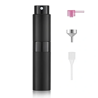 Imagen de Toureal Aluminio 8ml Atomizador Perfume Recargable, Perfumador Dispensador de Viaje, Spray Pulverizador Pequeño para Colonia (Negro Mate)