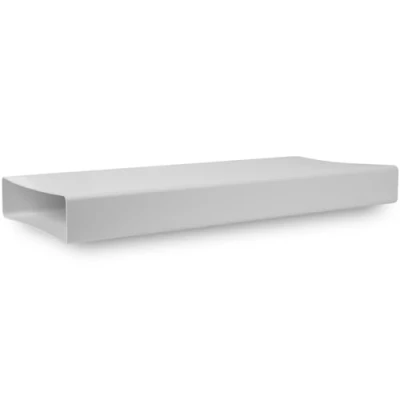 Imagen de 220 x 55 mm/22 5,5 cm. Canal plano rectangular de plástico. 50 cm largo. Conexión: sistema ventilación, calefacción, refrigeración. Elemento ventilación para espacios limitados.