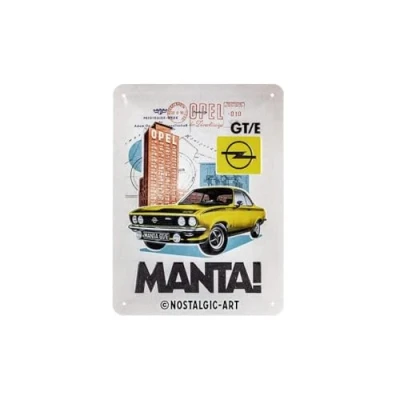 Imagen de Nostalgic Art Cartel de Chapa Retro Opel Manta GT/E Idea Regalo para Amantes a Coches, metálico, Diseño Vintage decoración, 15 x 20 cm