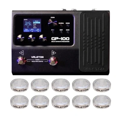Imagen de VALETON Procesador de Múltiples Efectos para Guitarra y Bajo con 140 45 Modelos Amplificador 40 Simulaciones Gabinetes IR Interfaz Audio USB Pedal Expresión GP 100 + Tapas