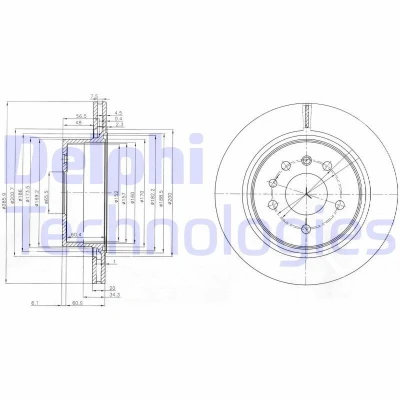 Imagen de DELPHI BG4043 Disco de freno 286 20 5 ventilado aceitado sin procesar cojinete rueda, anillo sensor ABS OPEL: Omega B Berlina