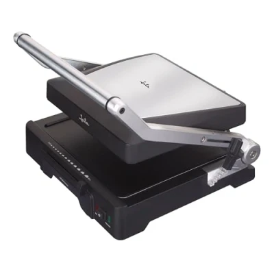 Imagen de Jata GR1100 Parrilla Eléctrica Grill 2000 W, Placas Mixtas Antiadherentes de 27,5 x 24 cm, Libre PFOA, Placa Superior Ajustable 6 Posiciones, Cuerpo Aluminio Fundido, Color Negro