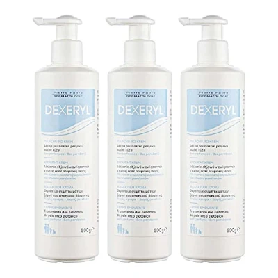 Imagen de DEXERYL crema 3 unidades Loción corporal, tratamiento de piel seca y neurodermitis, reparadora cuidado, 500 ml, hidratante, leche corporal hidratante