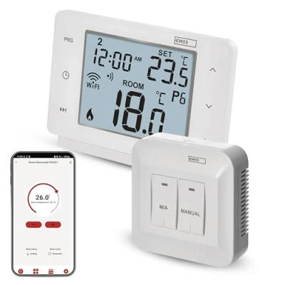 Imagen de EMOS GoSmart Termostato de Ambiente WiFi con aplicación, programable Smart para Calefacción, Refrigeración, Inalámbrico Compatible Tuya, Alexa, Google Assistant,