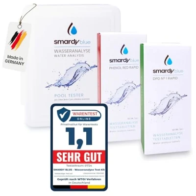 Imagen de SMARDY Probador de Piscina Kit 240 Pastillas Prueba Rápida para pH/Cloro Libre/Bromo, Medidor Agua, Caja Almacenamiento