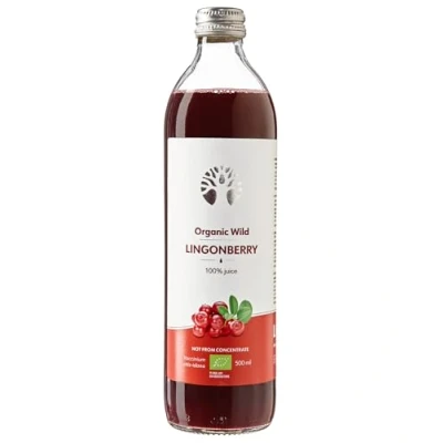 Imagen de Zumo de Arándano Rojo silvestre Orgánico LOOV, 500 ml, 100% arándanos rojos prensados ​​directamente, contiene polifenoles, sin agua ni azúcar añadido, elaborado forma en bosques nórdicos