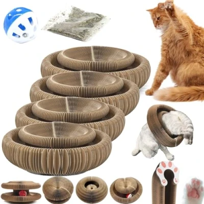 Imagen de Gienslru Kitty Kurlz, tabla rascadora de órgano mágico para gatos, pelota aventura, el último ejercicio físico mental interactivo gatos interior (4 piezas)