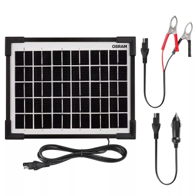 Imagen de OSRAM BATTERYcharge solar 5W, dispositivo de mantenimiento batería solar, carga 12V, panel impermeable, protección contra polaridad inversa