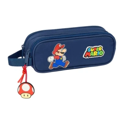 Imagen de Super Mario Trick Portatodo Doble Niño, Estuche Infantil, Ideal para Niños en Edad Escolar, Cómodo y Versátil, Calidad Resistencia, 21x6x8 cm