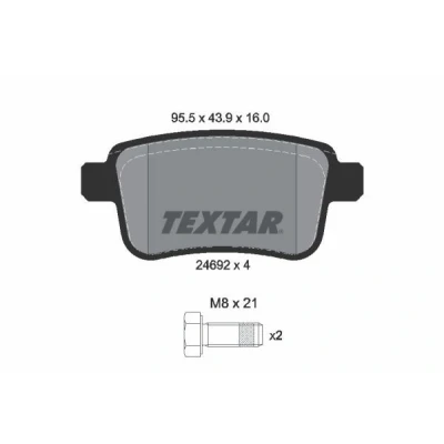 Imagen de TEXTAR 2469204 Juego de pastillas freno no preparado para indicador desgaste con tornillos pinza MERCEDES BENZ: Citan Mixto