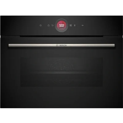 Imagen de Bosch Horno Compacto, 60 cm de ancho x 45 alto, Serie 8, Electrónica TFT TouchControl, AirFry, Función Assist, Home Connect, Pirólisis, Negro, CBG7741B1