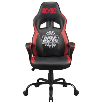 Imagen de Subsonic, AC/DC, silla de juego, gaming AC DC pop para adolescente o adulto, cómodo asiento basculante, reposacabezas y reposabrazos integrados, respaldo ergonómico, ajustable, Negro