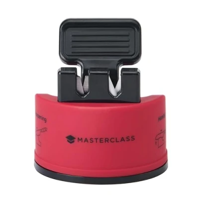 Imagen de MasterClass Smart Sharp Afilador Dual de Cuchillos con 2 Fresas para Afilar y Bruñir Acero Inoxidable Cerámica, Rojo