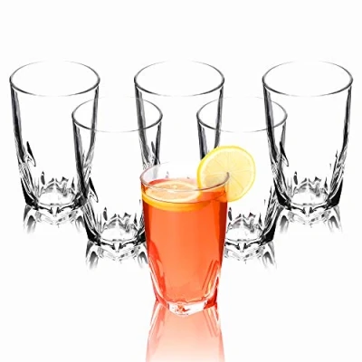 Imagen de KADAX vasos de agua transparentes con fondo reforzado, jugo paredes gruesas, estriados, para beber (alto, 440 ml)