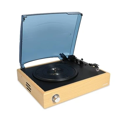 Imagen de Metronic 477360 Tocadiscos de vinilo bluetooth, acabado madera, reproductor y musica, 2 altavoces incorporados, sonido estéreo 2x3W, brazo manual, función auto stop